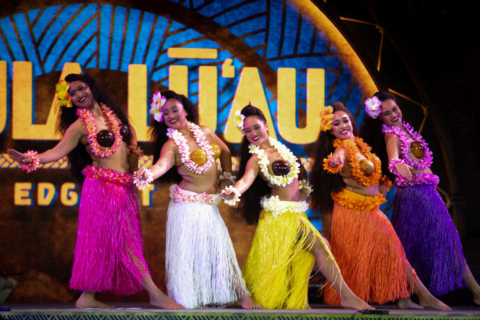 Hawaiian dancers performing in the Kaula show