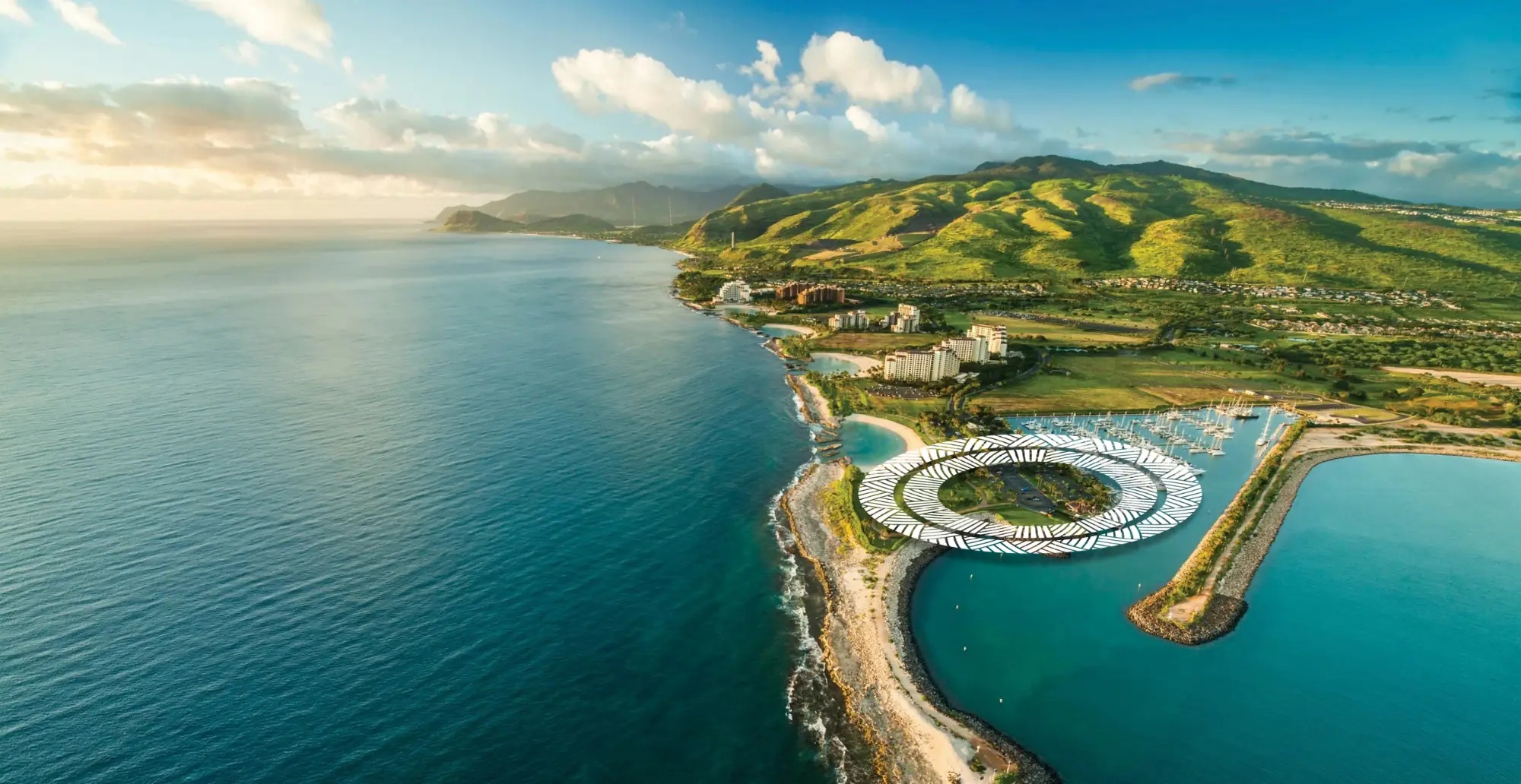 Aerial view of the Ko Olina lagoons