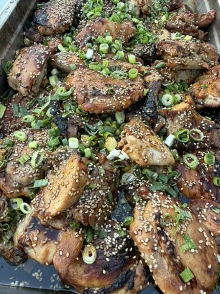 Huli huli chicken with sesame and green onion